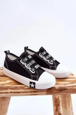 Best Dziecięce Trampki Wsuwane Big Star LL374006 Czarne Dzieci Chłopięce|Dziewczęce
