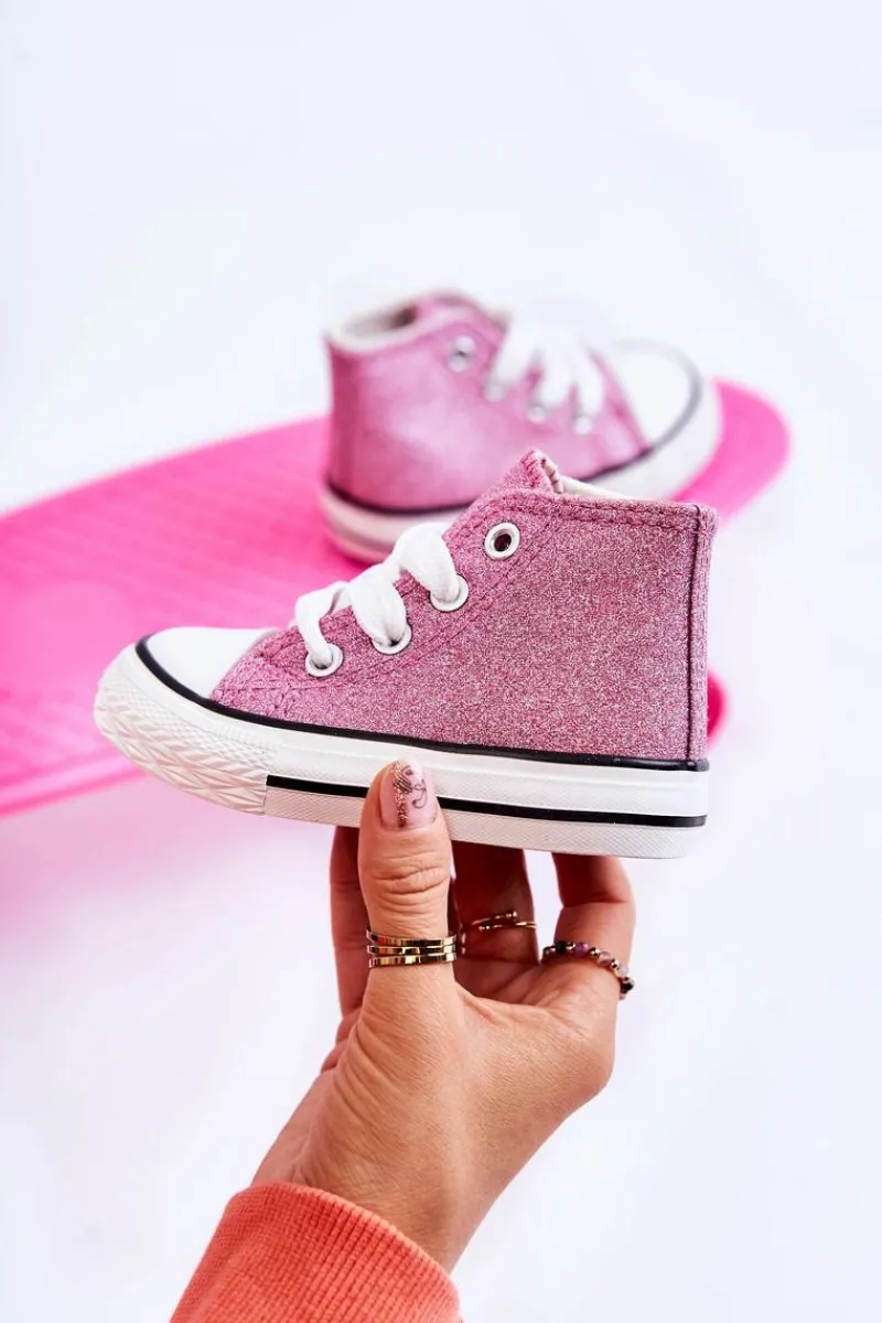 New Dziecięce Trampki Wysokie Różowe Catrina Dzieci Dziewczęce|Back To School