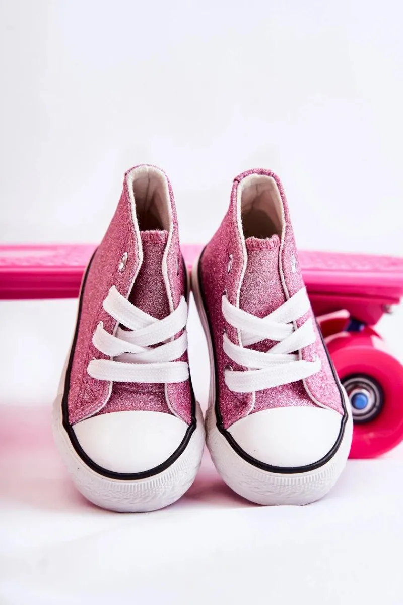 New Dziecięce Trampki Wysokie Różowe Catrina Dzieci Dziewczęce|Back To School