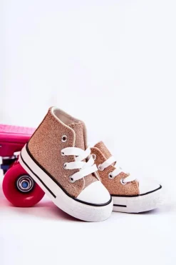 Best Boto Dziecięce Trampki Wysokie Różowe Złoto Catrina Różowy