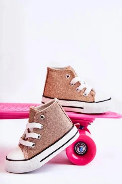 Best Boto Dziecięce Trampki Wysokie Różowe Złoto Catrina Różowy