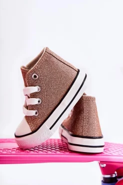 Best Boto Dziecięce Trampki Wysokie Różowe Złoto Catrina Różowy