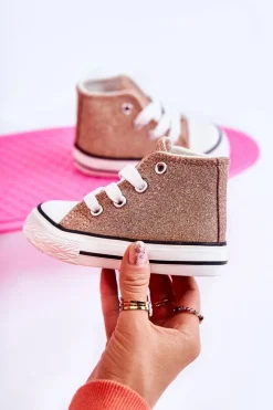 Best Boto Dziecięce Trampki Wysokie Różowe Złoto Catrina Różowy