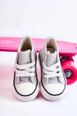 Dziewczęce|Back To School></noscript>Boto Dziecięce Trampki Wysokie Srebrne Catrina Srebrny