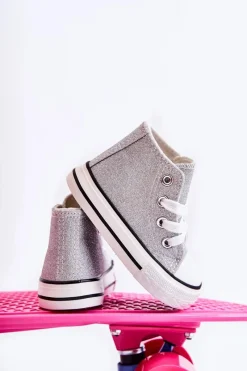 Dziewczęce|Back To School></noscript>Boto Dziecięce Trampki Wysokie Srebrne Catrina Srebrny