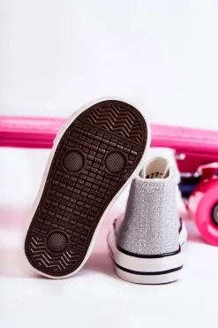 Dziewczęce|Back To School></noscript>Boto Dziecięce Trampki Wysokie Srebrne Catrina Srebrny