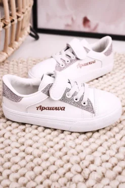 Best Boto Dziecięce Trampki Z Brokatem Biało Różowe Camila