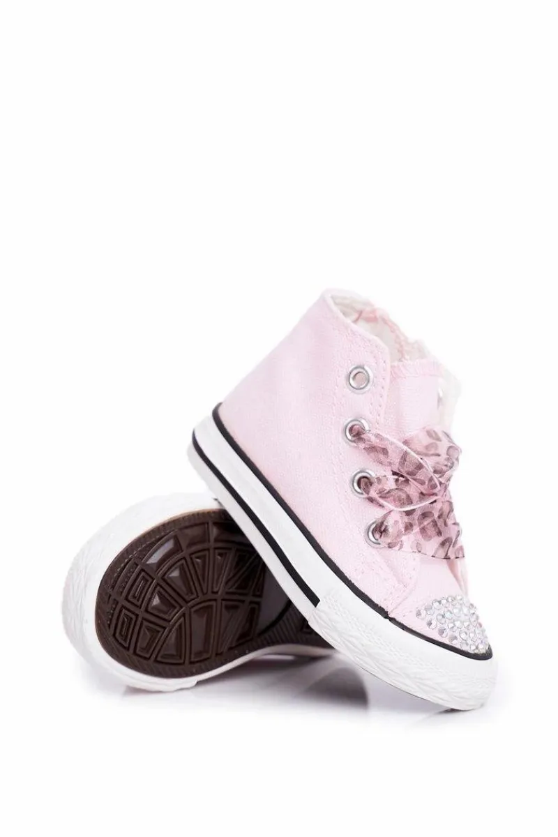 Dziewczęce>Boto Dziecięce Trampki Z Cyrkoniami Różowe Smile