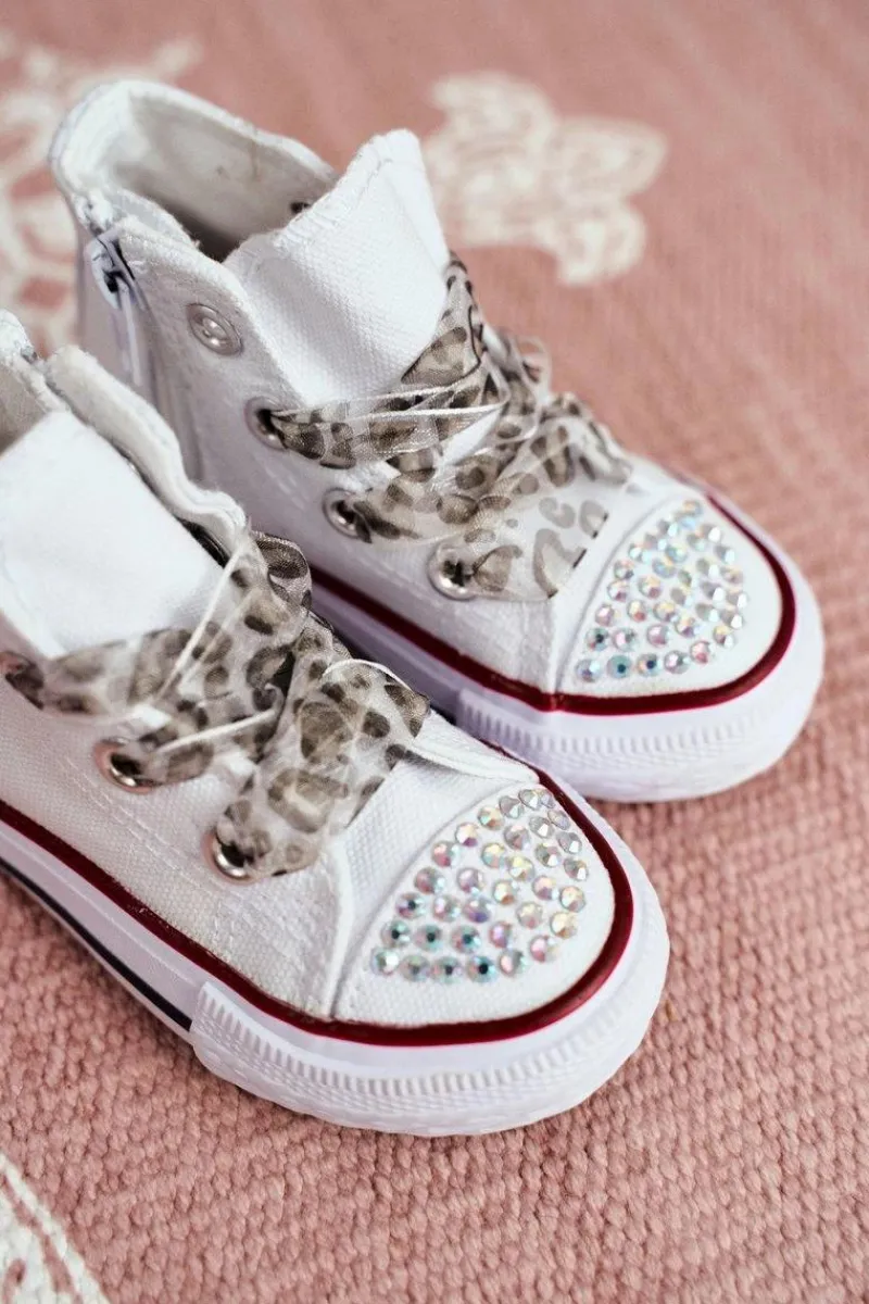 Discount Dziecięce Trampki Z Cyrkoniami Białe Smile Dzieci Dziewczęce|Back To School