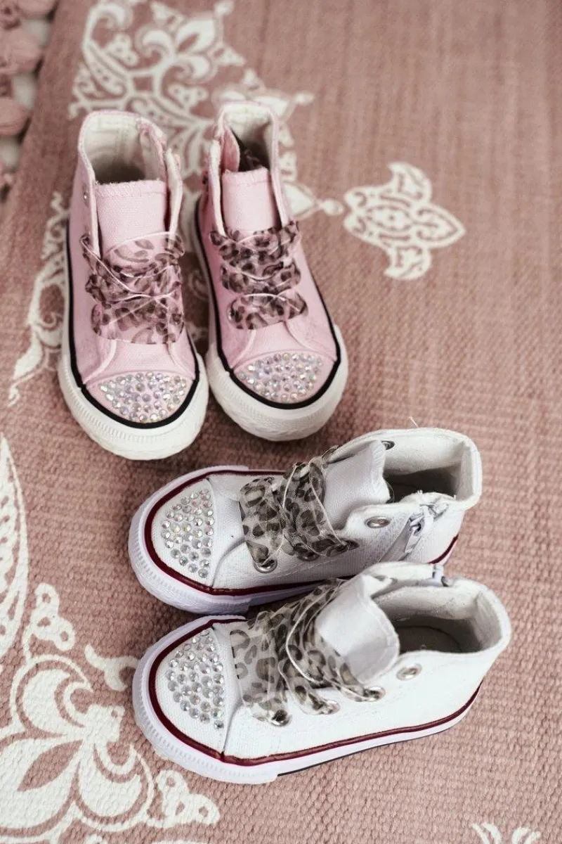 Discount Dziecięce Trampki Z Cyrkoniami Białe Smile Dzieci Dziewczęce|Back To School