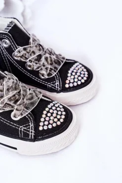 Outlet Dziecięce Trampki Z Cyrkoniami Czarne Smile Dzieci Dziewczęce|Back To School