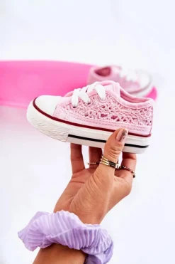 Dziewczęce|Back To School>Boto Dziecięce Trampki Z Koronką Różowe Roly-Poly Różowy