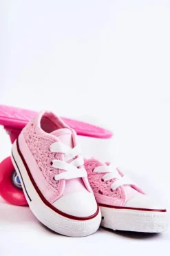 Dziewczęce|Back To School>Boto Dziecięce Trampki Z Koronką Różowe Roly-Poly Różowy