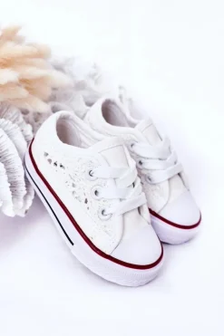 Clearance Boto Dziecięce Trampki Z Koronką Białe Roly-Poly