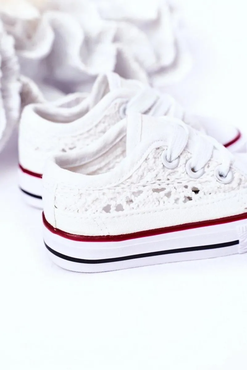 Clearance Boto Dziecięce Trampki Z Koronką Białe Roly-Poly