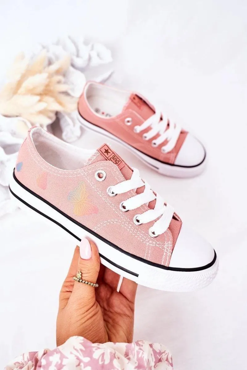 Outlet Evento Dziecięce Trampki Z Motylkami Różowe Fairytales