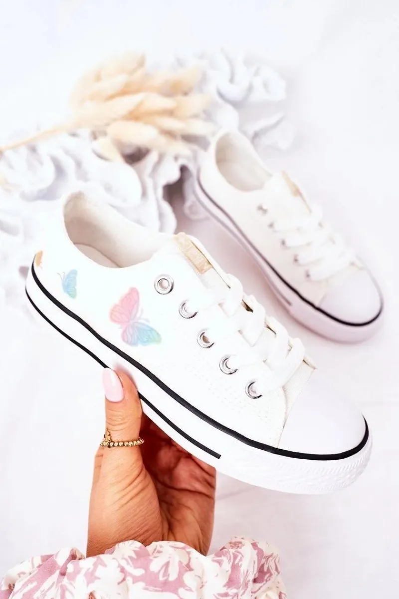 Dziewczęce>Evento Dziecięce Trampki Z Motylkami Białe Fairytales