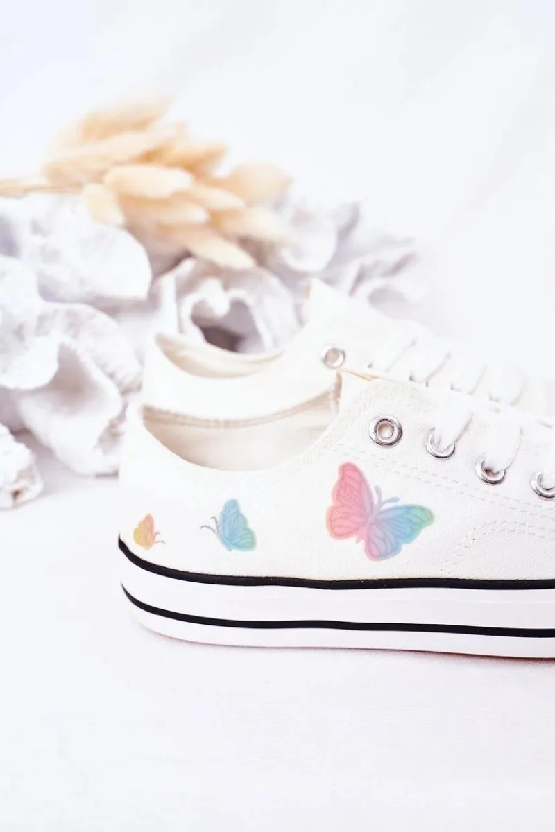Dziewczęce>Evento Dziecięce Trampki Z Motylkami Białe Fairytales