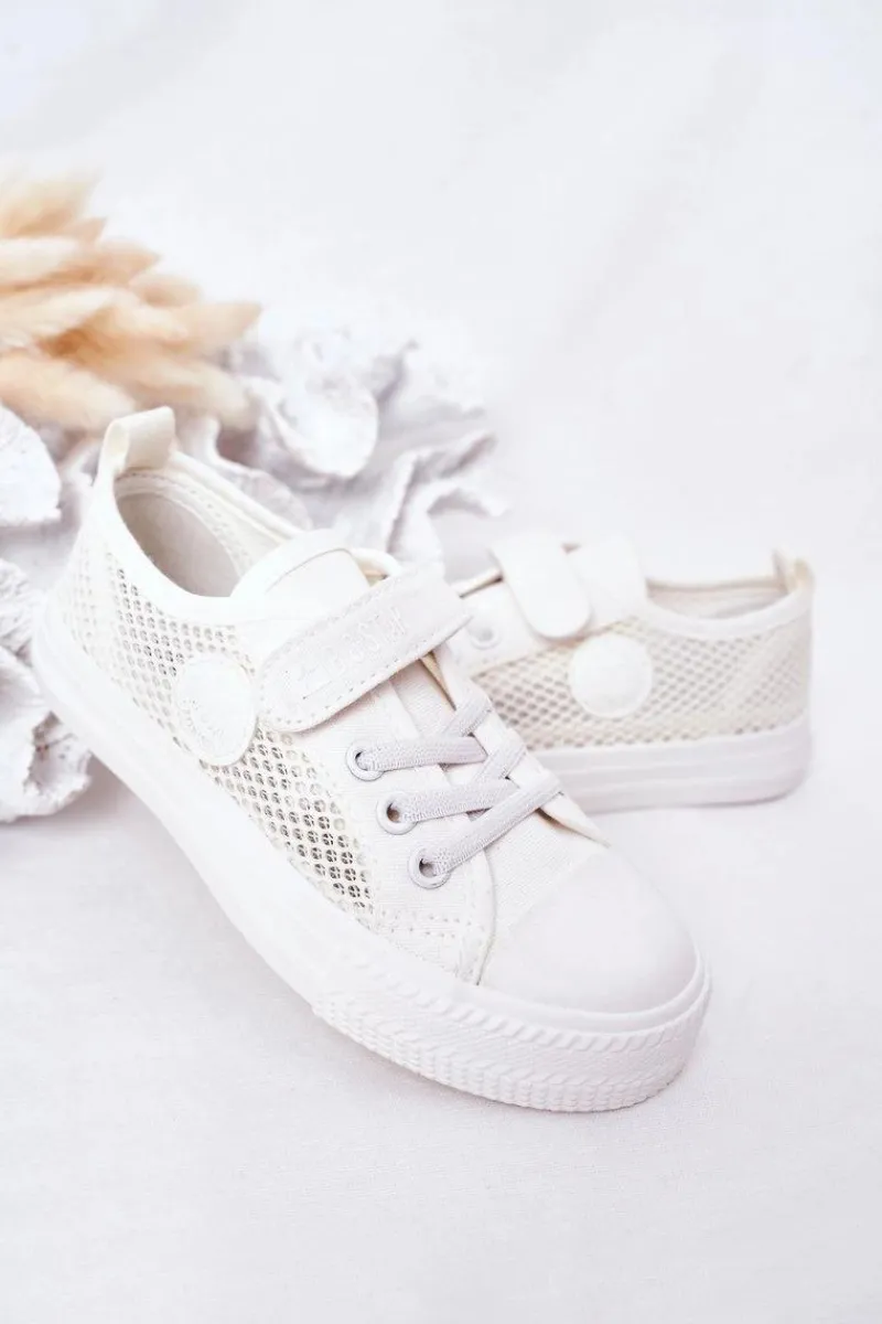 Clearance Dziecięce Trampki Z Siateczką BIG STAR HH374014 Białe Dzieci Dziewczęce