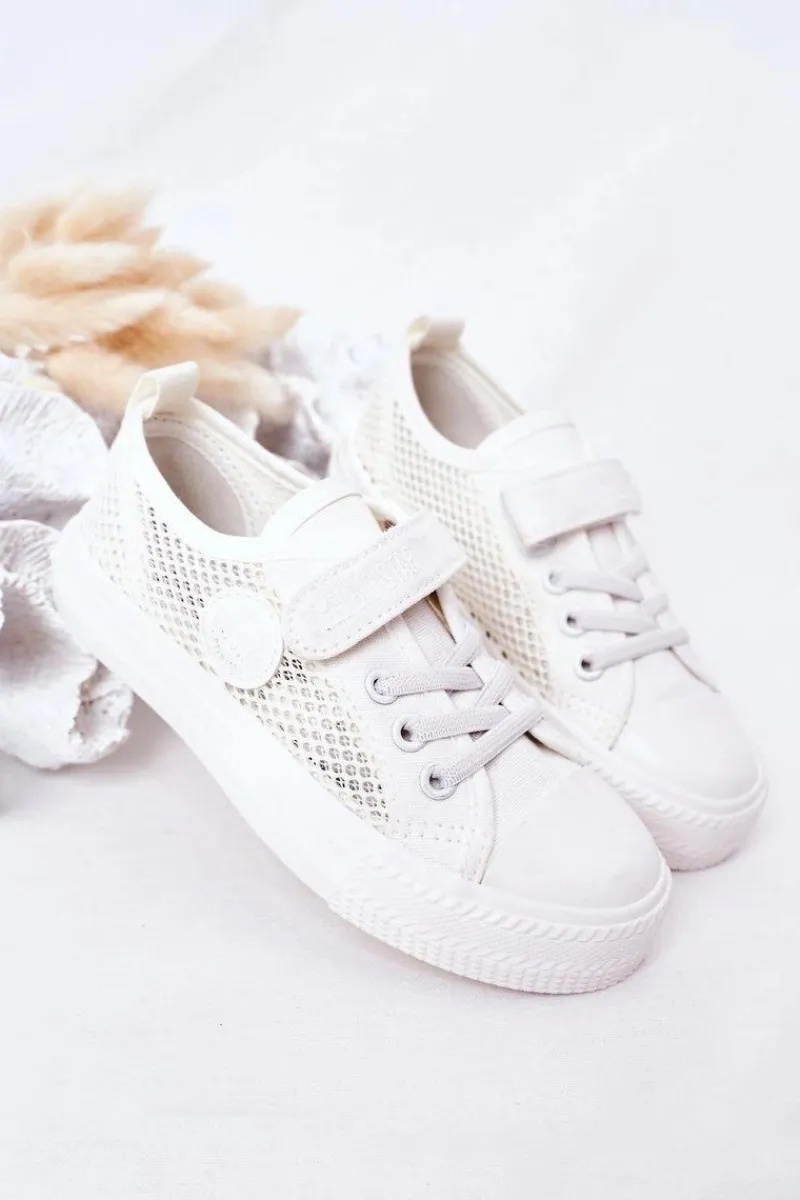 Clearance Dziecięce Trampki Z Siateczką BIG STAR HH374014 Białe Dzieci Dziewczęce