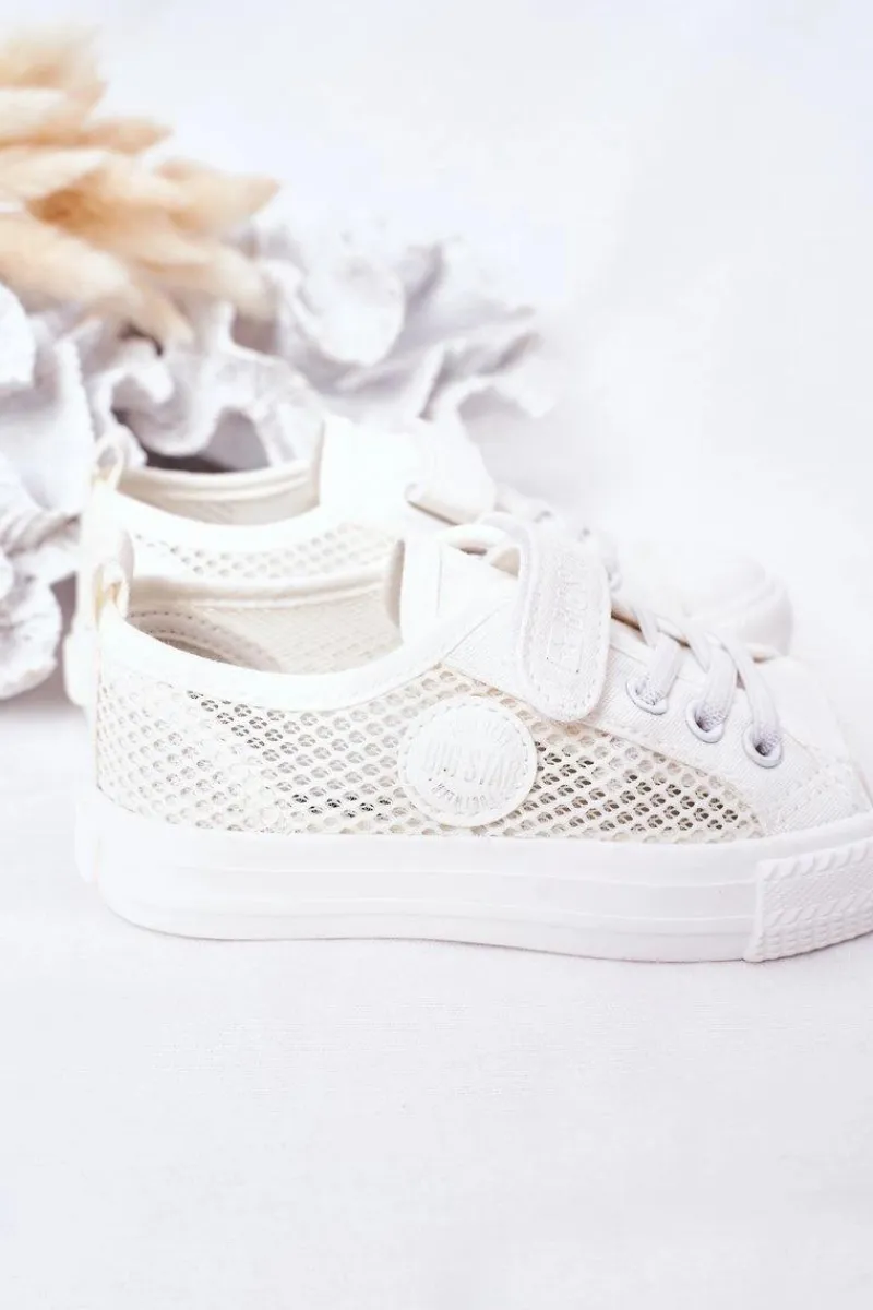 Clearance Dziecięce Trampki Z Siateczką BIG STAR HH374014 Białe Dzieci Dziewczęce