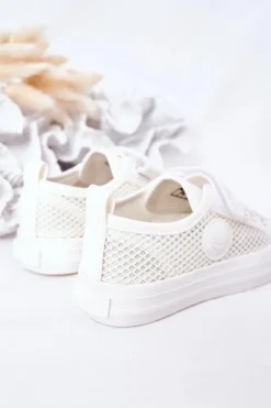 Clearance Dziecięce Trampki Z Siateczką BIG STAR HH374014 Białe Dzieci Dziewczęce