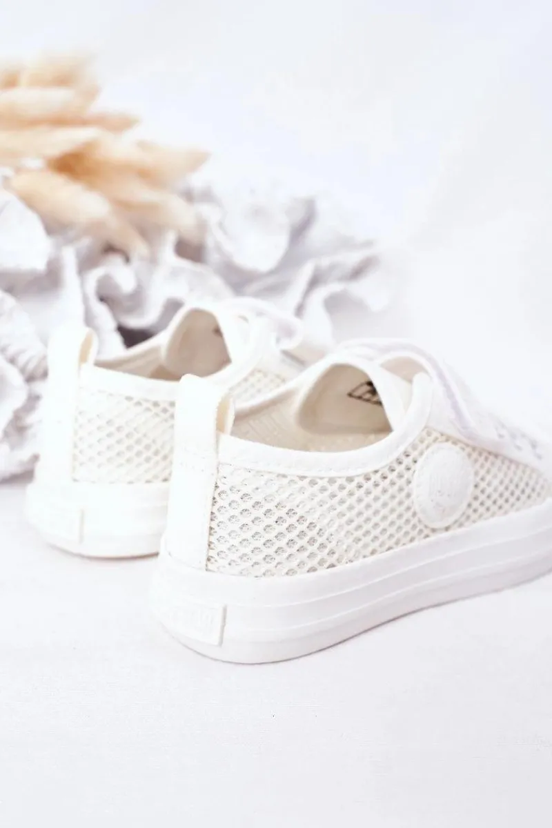 Clearance Dziecięce Trampki Z Siateczką BIG STAR HH374014 Białe Dzieci Dziewczęce