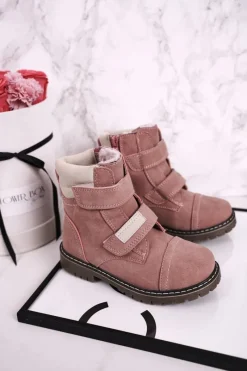 Best Dziecięce Traperki Botki Ocieplane Futerkiem Różowe Emma Dzieci Dziewczęce