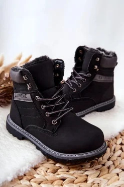 Chłopięce>Boto Dziecięce Traperki Ocieplane Czarne Graves