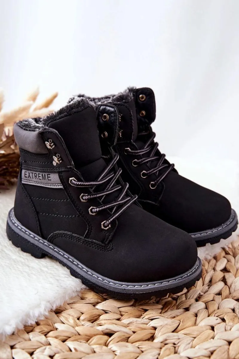 Chłopięce>Boto Dziecięce Traperki Ocieplane Czarne Graves