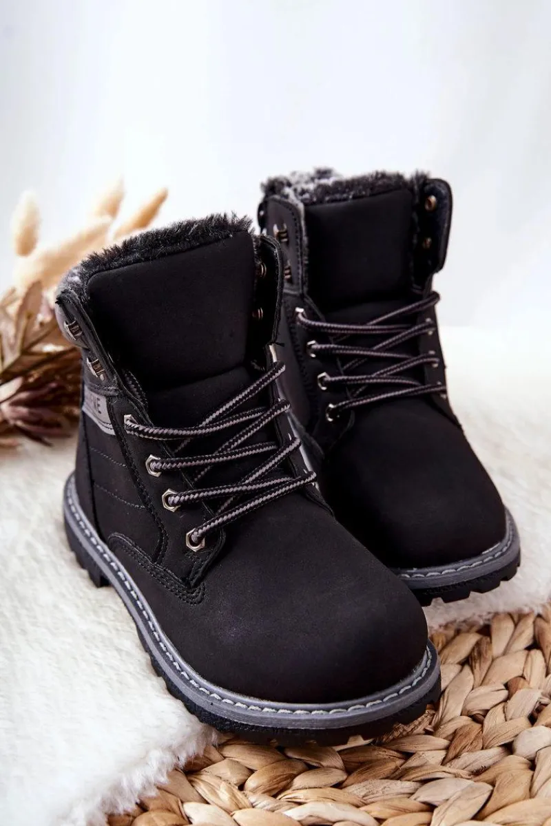 Chłopięce>Boto Dziecięce Traperki Ocieplane Czarne Graves