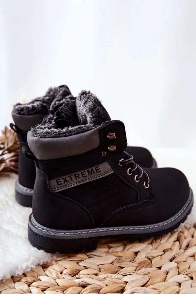 Chłopięce>Boto Dziecięce Traperki Ocieplane Czarne Graves