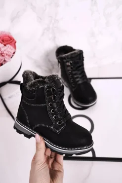 Chłopięce|Dziewczęce>Boto Dziecięce Traperki Ocieplone Futerkiem Czarne Luke