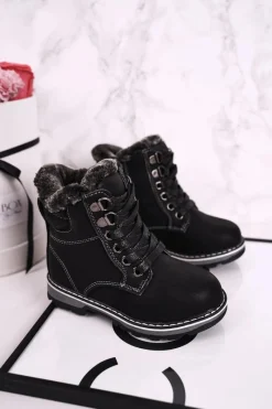 Chłopięce|Dziewczęce>Boto Dziecięce Traperki Ocieplone Futerkiem Czarne Luke