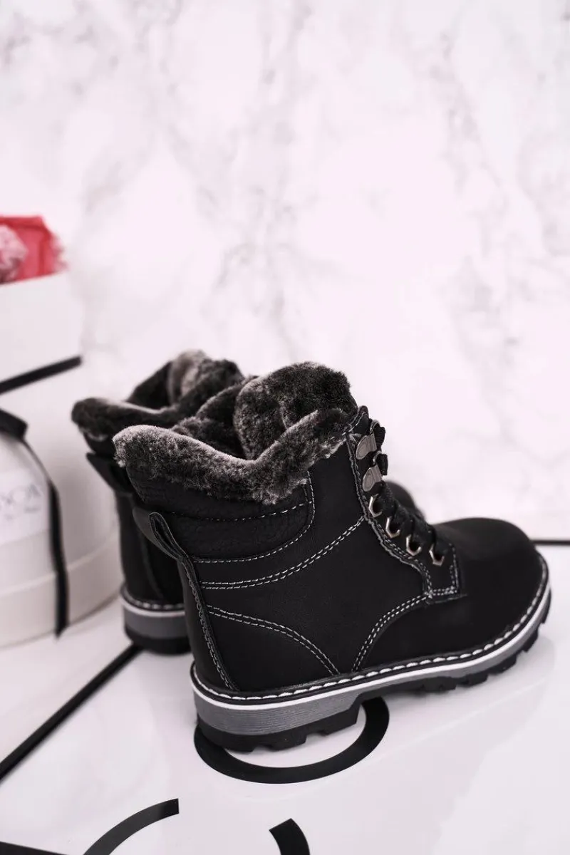 Chłopięce|Dziewczęce>Boto Dziecięce Traperki Ocieplone Futerkiem Czarne Luke