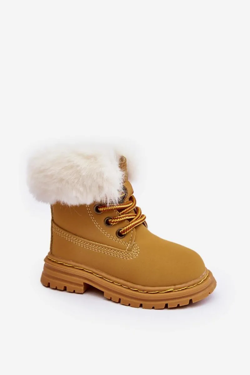 Online Boto Dziecięce Trapery Botki Na Suwak z Futerkiem Camel Gerande Brązowy