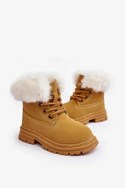 Online Boto Dziecięce Trapery Botki Na Suwak z Futerkiem Camel Gerande Brązowy