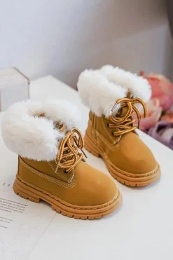 Online Boto Dziecięce Trapery Botki Na Suwak z Futerkiem Camel Gerande Brązowy