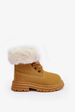 Online Boto Dziecięce Trapery Botki Na Suwak z Futerkiem Camel Gerande Brązowy