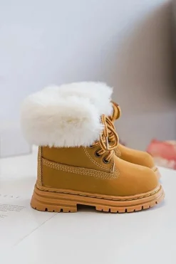 Online Boto Dziecięce Trapery Botki Na Suwak z Futerkiem Camel Gerande Brązowy