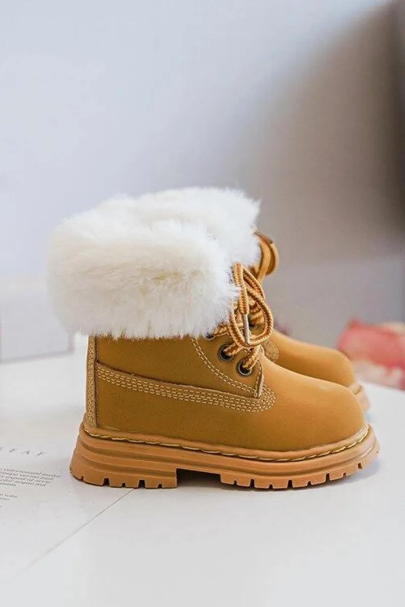 Online Boto Dziecięce Trapery Botki Na Suwak z Futerkiem Camel Gerande Brązowy