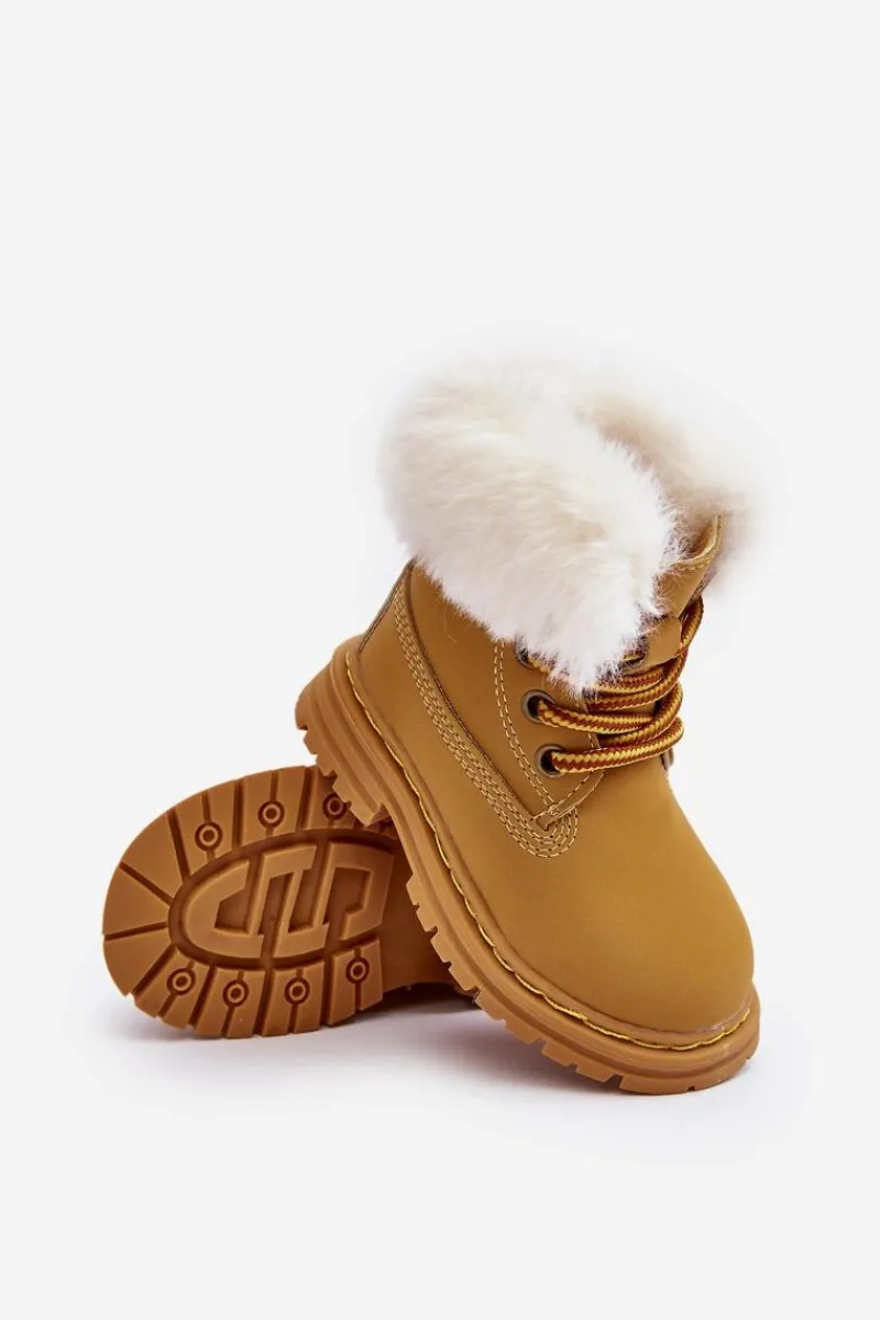 Online Boto Dziecięce Trapery Botki Na Suwak z Futerkiem Camel Gerande Brązowy