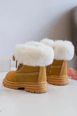 Online Boto Dziecięce Trapery Botki Na Suwak z Futerkiem Camel Gerande Brązowy