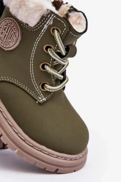 Hot Dziecięce Trapery Botki Na Suwak z Kożuszkiem Zilelone Marialee Dzieci Chłopięce|Dziewczęce