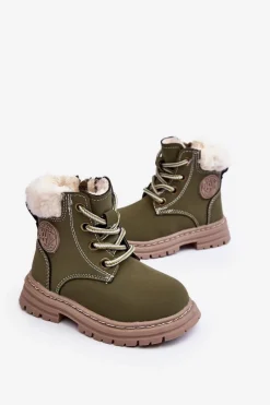 Hot Dziecięce Trapery Botki Na Suwak z Kożuszkiem Zilelone Marialee Dzieci Chłopięce|Dziewczęce