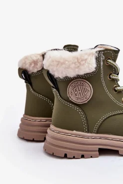 Hot Dziecięce Trapery Botki Na Suwak z Kożuszkiem Zilelone Marialee Dzieci Chłopięce|Dziewczęce