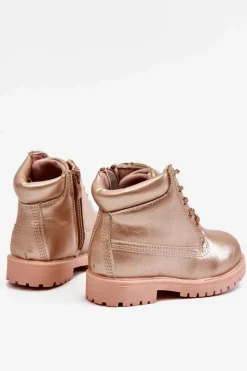 Best Dziecięce Trapery Botki Ocieplane Różowe Złoto Dexter Dzieci Dziewczęce