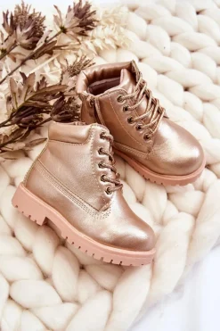 Best Dziecięce Trapery Botki Ocieplane Różowe Złoto Dexter Dzieci Dziewczęce