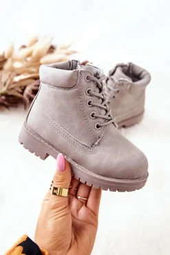 New Boto Dziecięce Trapery Botki z Suwakiem Szare Dexter