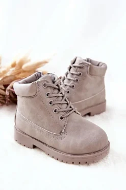 New Boto Dziecięce Trapery Botki z Suwakiem Szare Dexter